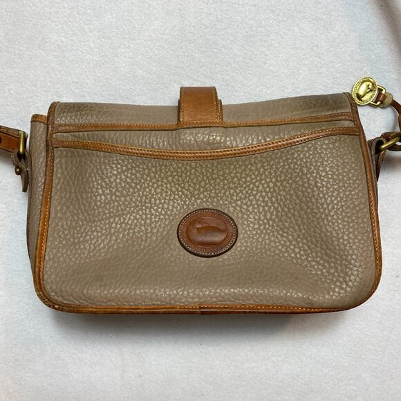 Vintage Dooney & Bourke All Weather Crossbody Bag Tan Taupe Leather 90s - Picture 5 of 16